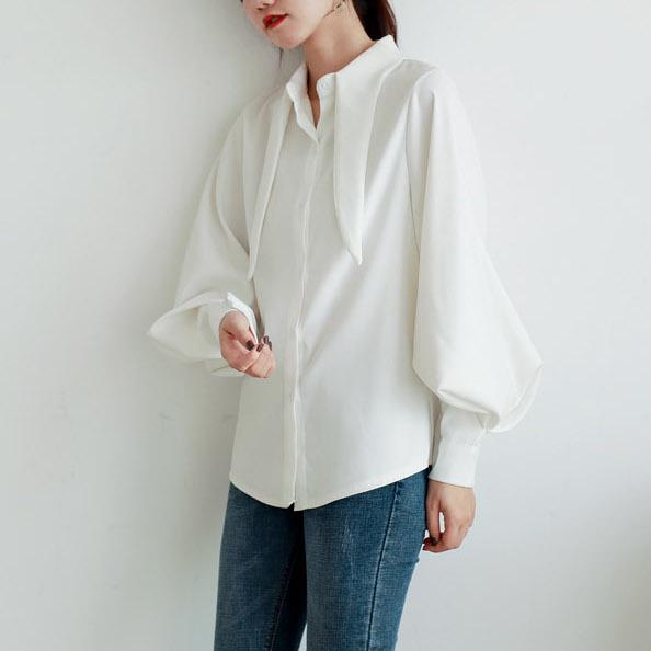 タイネックルーズランタンスリーブトップス 4708-画像4-韓国ファッション通販POPREA［ポップリア］