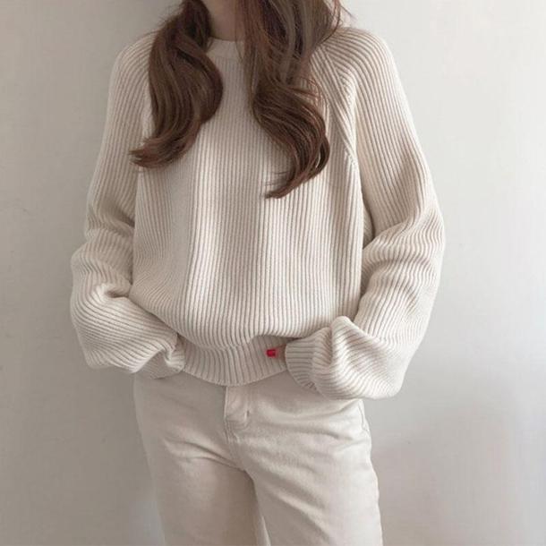 ベーシックアイボリーニットトップス 4717-画像4-韓国ファッション通販POPREA［ポップリア］