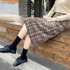 バックスリットコーヒーチェックミディスカート 5059-画像4-韓国ファッション通販POPREA［ポップリア］