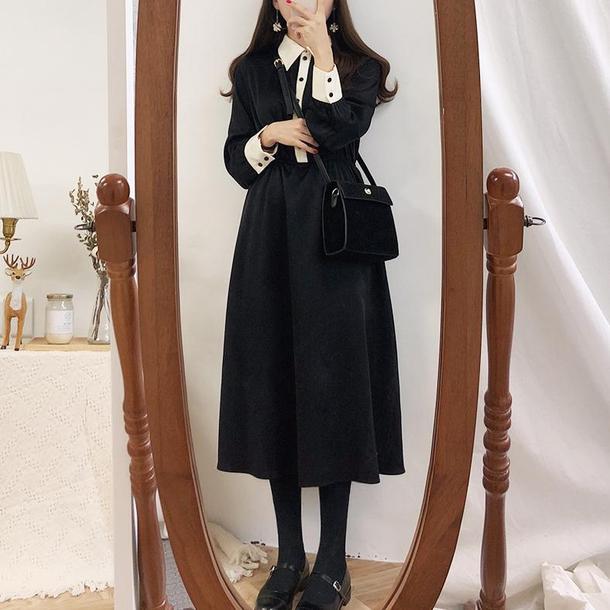 ハイウエストブラックワンピース 4851-画像4-韓国ファッション通販POPREA［ポップリア］