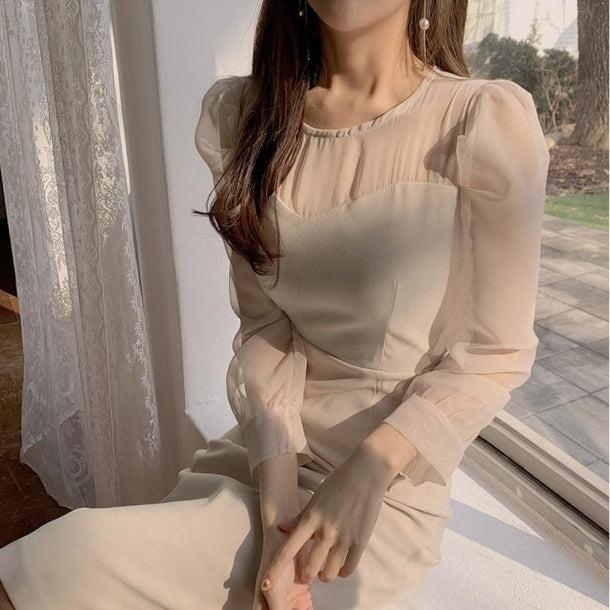 パフスリハイウエストドレスワンピ 5031-画像4-韓国ファッション通販POPREA［ポップリア］