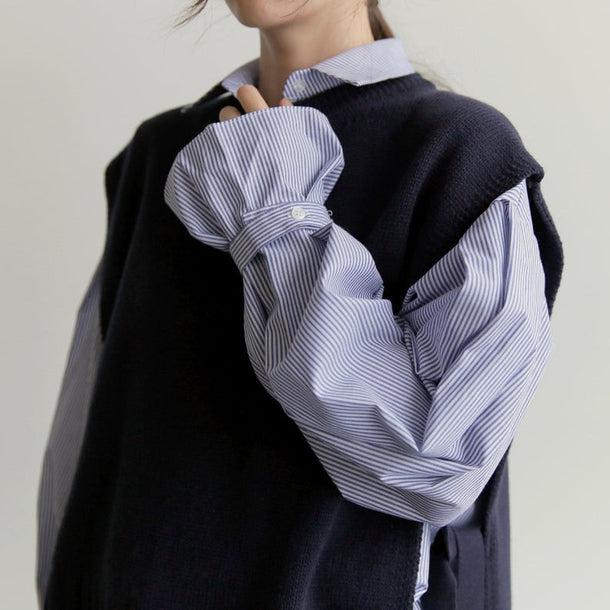 キャンディスリーブストライプシャツ＆ベスト 5045-画像4-韓国ファッション通販POPREA［ポップリア］