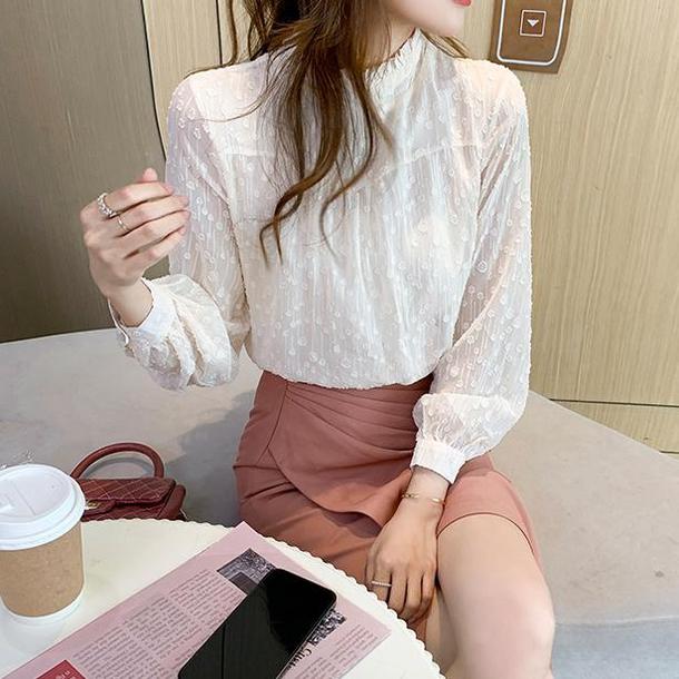 フレンチハイネックブラウス 4721-画像4-韓国ファッション通販POPREA［ポップリア］