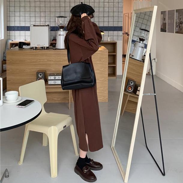 ロゴプリントトレーナーワンピース 4688-画像4-韓国ファッション通販POPREA［ポップリア］