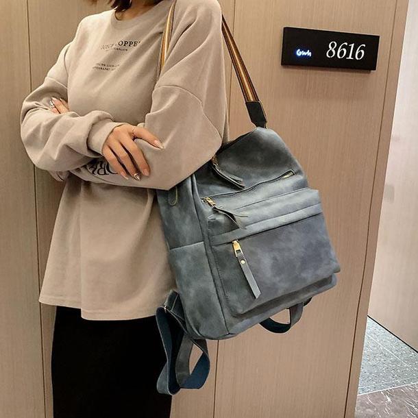 くすみ色レザー調スクエアバッグ 4766-画像4-韓国ファッション通販POPREA［ポップリア］