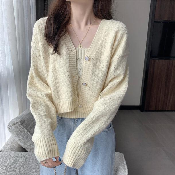 ゆるかわニットカーディガン＆キャミソール 5073-画像4-韓国ファッション通販POPREA［ポップリア］