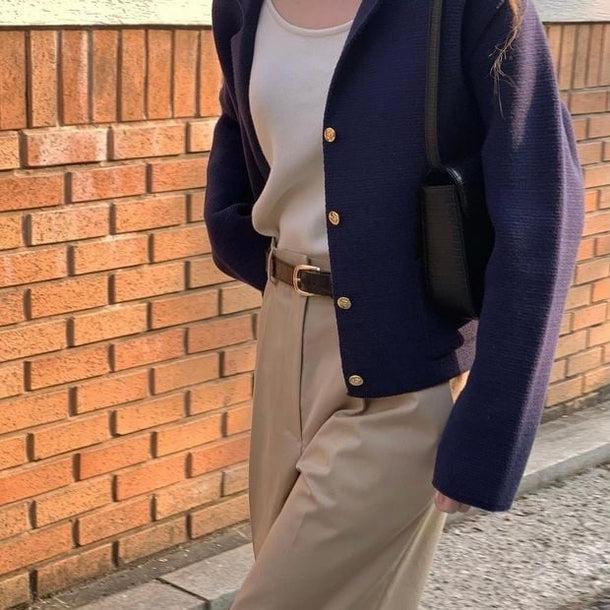 ゴールドボタンオープンカラージャケット 5106-画像4-韓国ファッション通販POPREA［ポップリア］