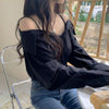オフショルダーシンプルシャツブラウス 5133-画像5-韓国ファッション通販POPREA［ポップリア］