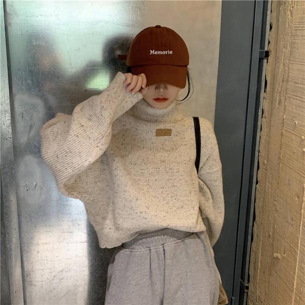 ハイネックワンポイントボリュームニット 4916-画像5-韓国ファッション通販POPREA［ポップリア］