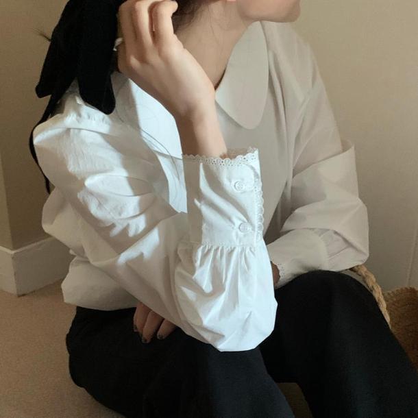 バックプリーツ丸襟ブラウス 4750-画像5-韓国ファッション通販POPREA［ポップリア］