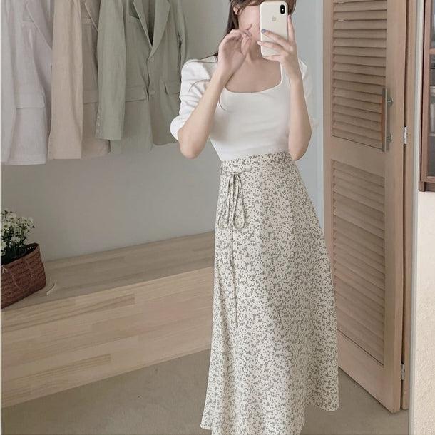 くすみフラワーミディスカート 5211-画像5-韓国ファッション通販POPREA［ポップリア］