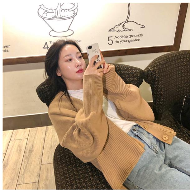 Vネックショートニットカーディガン 5041-画像5-韓国ファッション通販POPREA［ポップリア］