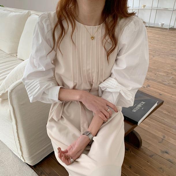 エレガントラウンドネックワンピース 5052-画像5-韓国ファッション通販POPREA［ポップリア］