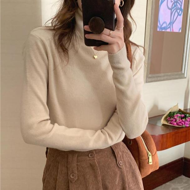 リブタートルニットトップス 4930-画像5-韓国ファッション通販POPREA［ポップリア］