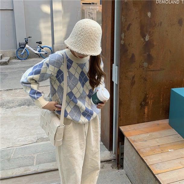 ダイヤ柄カラーニット 4951-画像5-韓国ファッション通販POPREA［ポップリア］