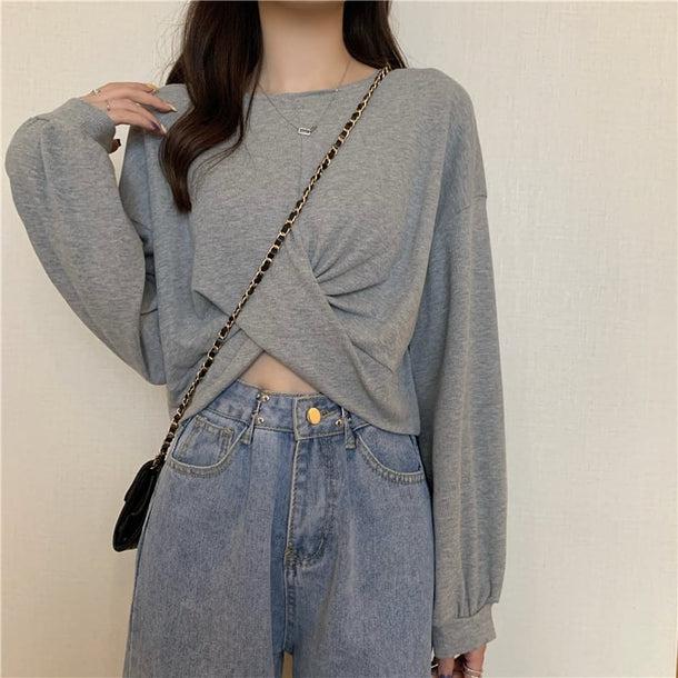 クロップドデザインスウェット 5118-画像5-韓国ファッション通販POPREA［ポップリア］