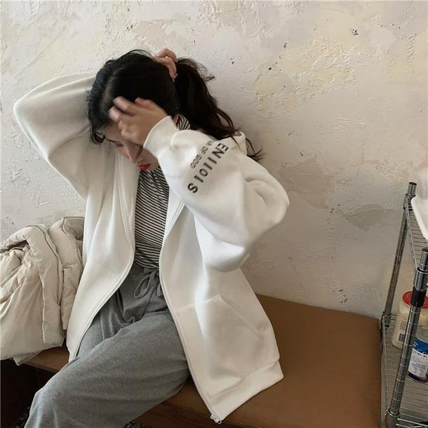 バックロゴルーズジップパーカー 4908-画像5-韓国ファッション通販POPREA［ポップリア］