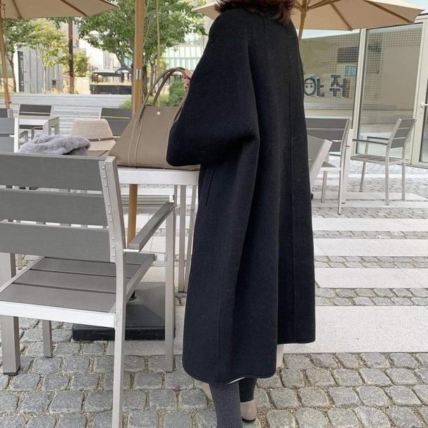 ノーカラーソフトタッチカーディガンコート 4840-画像5-韓国ファッション通販POPREA［ポップリア］