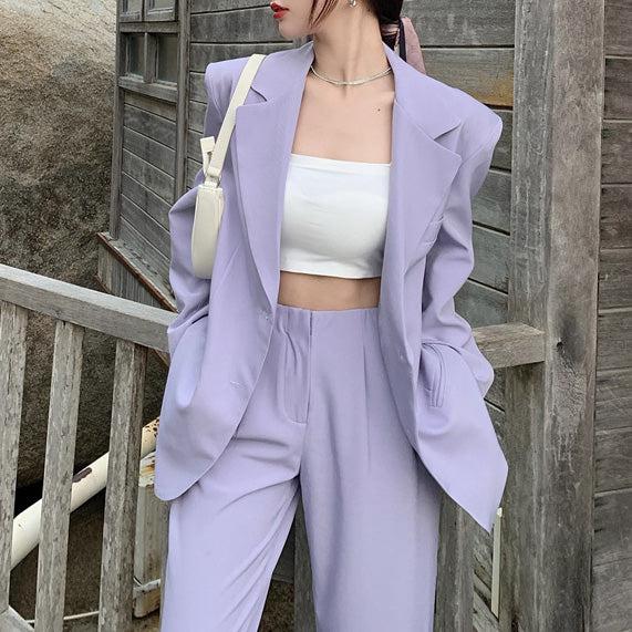 バイオレットロングツーピースセットアップ 5208-画像5-韓国ファッション通販POPREA［ポップリア］