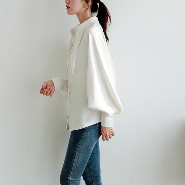 タイネックルーズランタンスリーブトップス 4708-画像5-韓国ファッション通販POPREA［ポップリア］