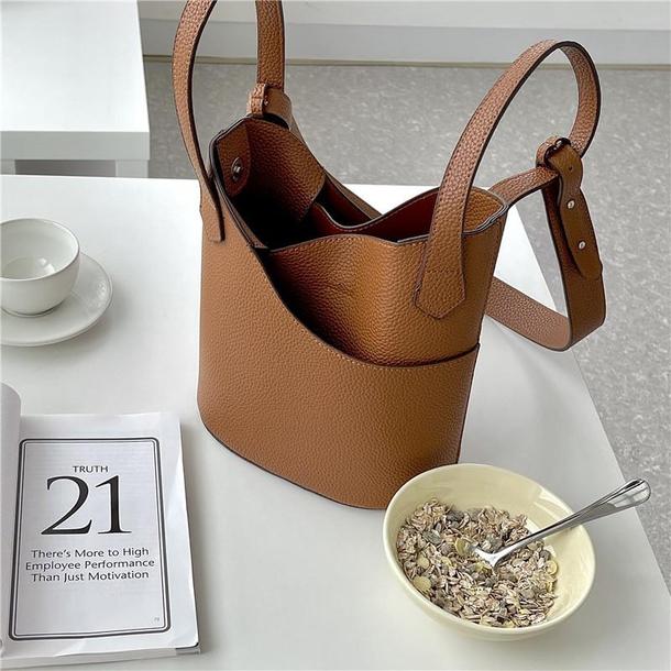 レザー調ポータブルバケットバッグ 4835-画像5-韓国ファッション通販POPREA［ポップリア］