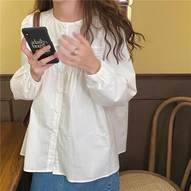 ベーシックピンタックシャツ 4744-画像5-韓国ファッション通販POPREA［ポップリア］