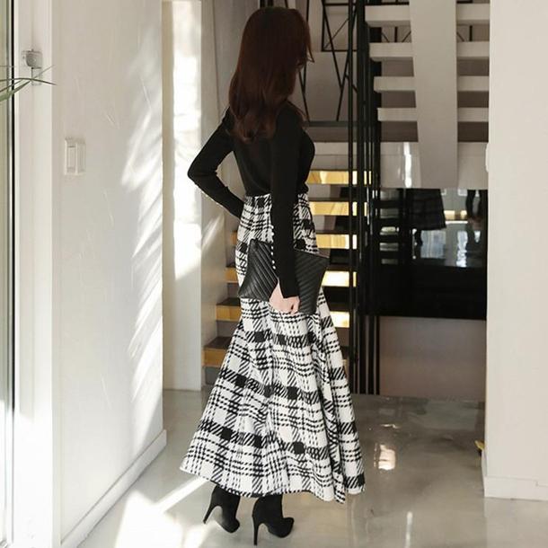 ハイウエストウールチェックワイドパンツ 4841-画像5-韓国ファッション通販POPREA［ポップリア］