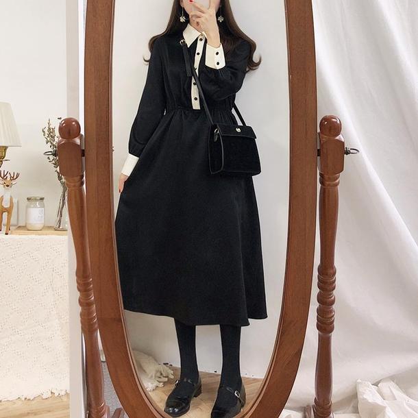 ハイウエストブラックワンピース 4851-画像5-韓国ファッション通販POPREA［ポップリア］