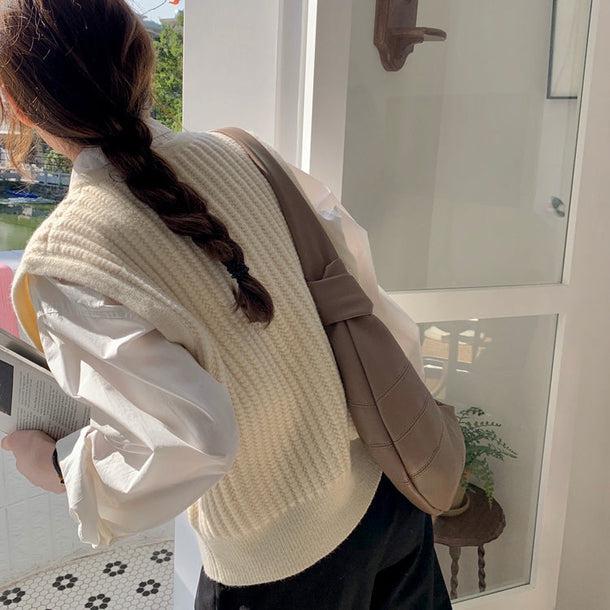 Vネックリブニットベスト 5112-画像5-韓国ファッション通販POPREA［ポップリア］