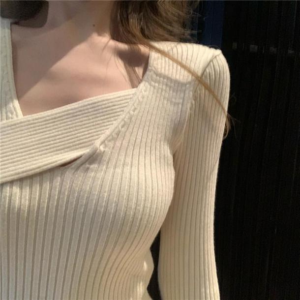 レイヤードネックリブニットワンピース 4847-画像5-韓国ファッション通販POPREA［ポップリア］