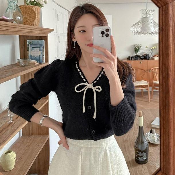 ステッチラインリボンデザインニット ﻿﻿ 5742-画像5-韓国ファッション通販POPREA［ポップリア］