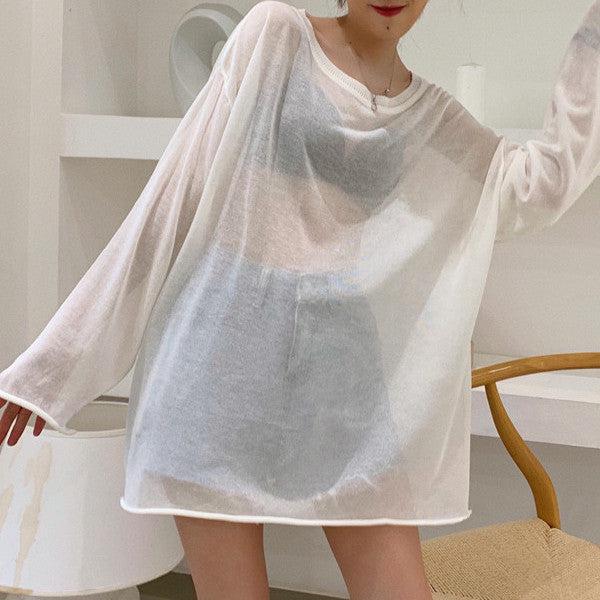 ラウンドネックシアートップス 5101-画像5-韓国ファッション通販POPREA［ポップリア］