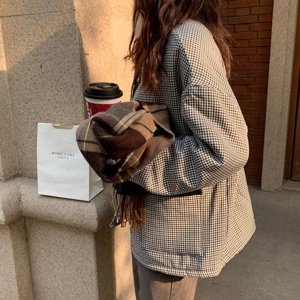 リバーシブルチェックボアジャケット 4934-画像5-韓国ファッション通販POPREA［ポップリア］