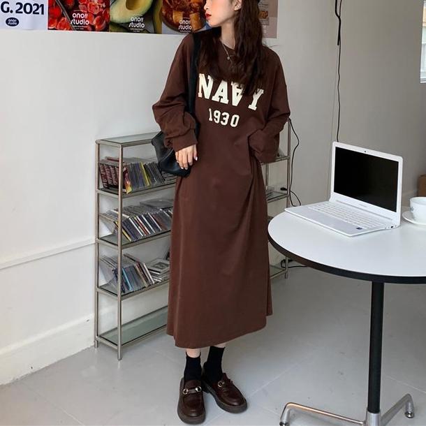 ロゴプリントトレーナーワンピース 4688-画像5-韓国ファッション通販POPREA［ポップリア］