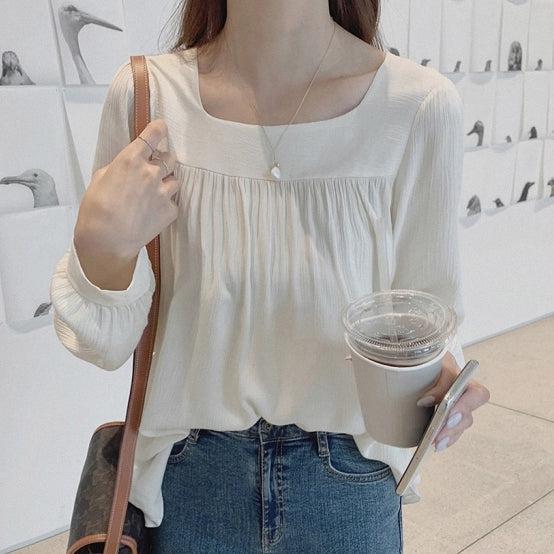 ルーズドレープシフォンブラウス 5172-画像5-韓国ファッション通販POPREA［ポップリア］