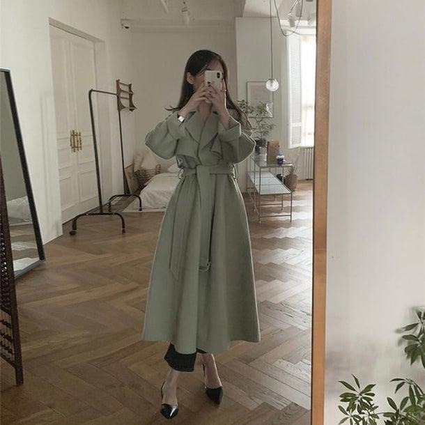 ラペルレディロングコート 4932-画像5-韓国ファッション通販POPREA［ポップリア］