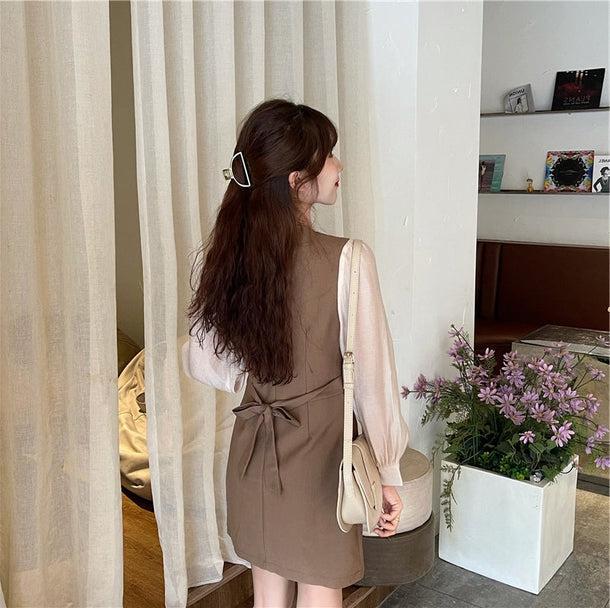 バックリボンドッキングワンピ 5160-画像5-韓国ファッション通販POPREA［ポップリア］