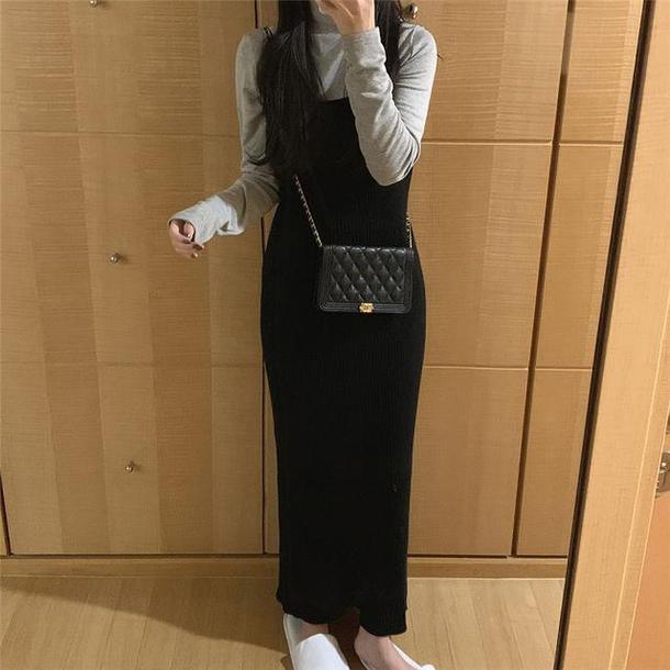 ニットキャミソールロングワンピース 4735-画像5-韓国ファッション通販POPREA［ポップリア］