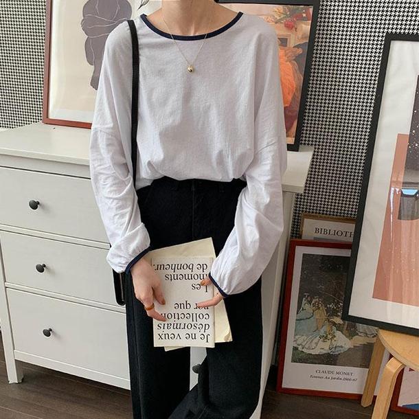 モノトーンカラー長袖トップス 4697-画像5-韓国ファッション通販POPREA［ポップリア］