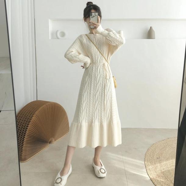 ツイストケーブルニットワンピ 4855-画像5-韓国ファッション通販POPREA［ポップリア］