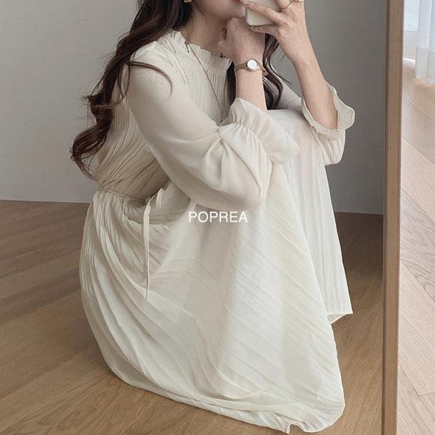 ギャザーシフォンワンピース 5107-画像5-韓国ファッション通販POPREA［ポップリア］