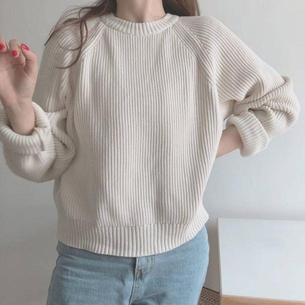 ベーシックアイボリーニットトップス 4717-画像5-韓国ファッション通販POPREA［ポップリア］