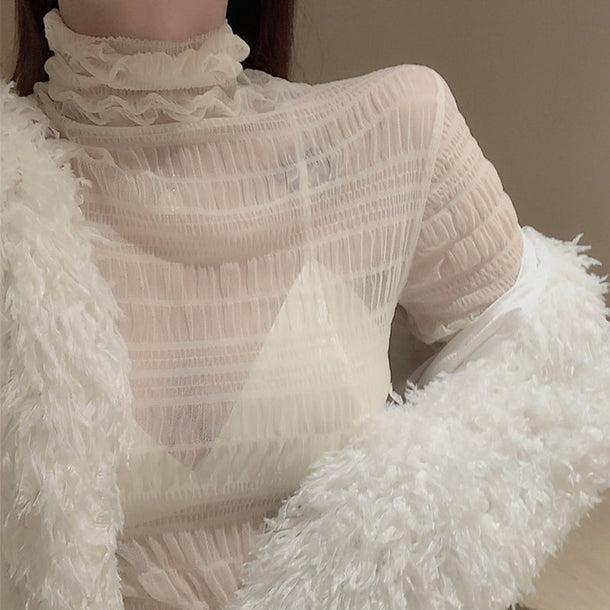 タートルネックシースルートップス 5100-画像5-韓国ファッション通販POPREA［ポップリア］