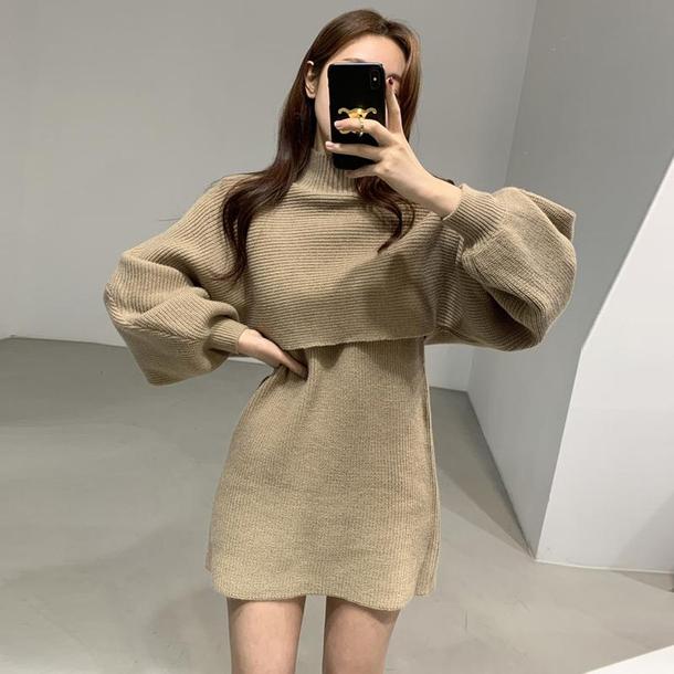 ハイネックニットトップス＆ミニワンピース 4815-画像6-韓国ファッション通販POPREA［ポップリア］