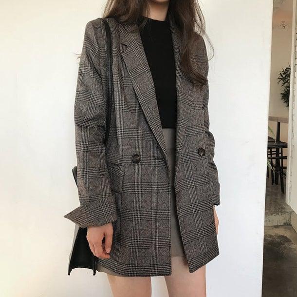 グレンチェックテーラードジャケット 4971-画像6-韓国ファッション通販POPREA［ポップリア］