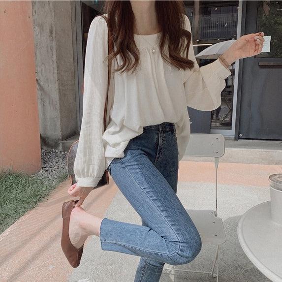 ルーズドレープシフォンブラウス 5172-画像6-韓国ファッション通販POPREA［ポップリア］