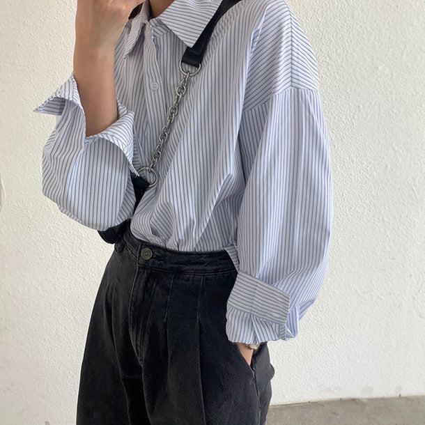 シンプルブルーストライプシャツ 5131-画像6-韓国ファッション通販POPREA［ポップリア］