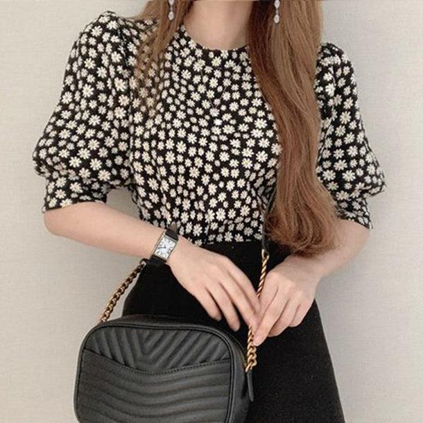 プチハイネックパフフラワートップス 5193-画像6-韓国ファッション通販POPREA［ポップリア］