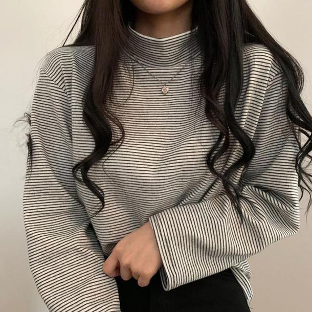 ハイネックボーダートップス 4927-画像6-韓国ファッション通販POPREA［ポップリア］