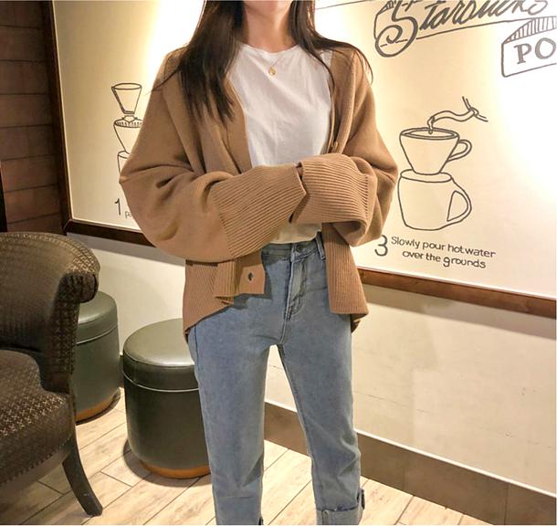 Vネックショートニットカーディガン 5041-画像6-韓国ファッション通販POPREA［ポップリア］